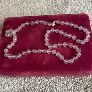Elegant Rose Quartz Beaded Necklace with 14k clasp